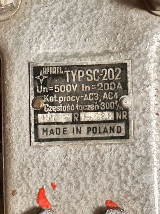 Stycznik APENA SC202 200A 500V AC3/AC4 NOWY – Suwnica / Dźwig SCM-202