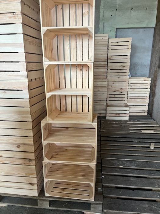 skrzynki drewniane 50x40x30 z polka szlifowane