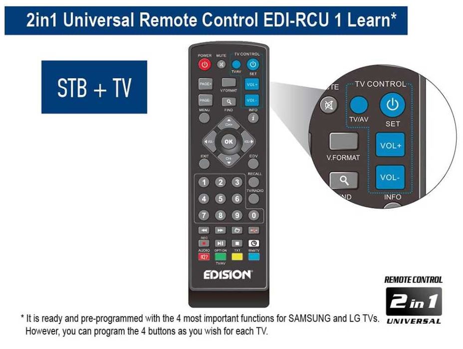 EDISION PICCO T265+ Tuner DVB-T2 HDMI SCART Wifi HEVC pilot 2 w 1 PL