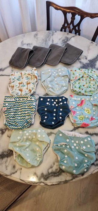 8 Fraldas Reutilizáveis + 4 Absorventes | Littles & Bloomz e Happy Flute | 25€