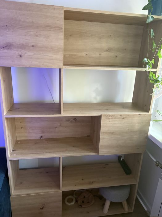 Regał drewniany dąb biblioteczka półki nowoczesny szafka regał do salonu biura  na ksiazki