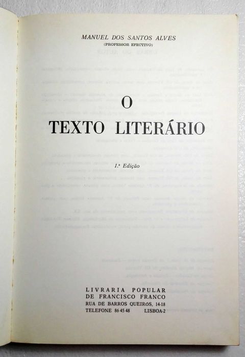 Livro O Texto Literário