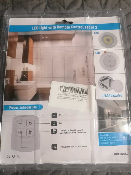 Zestaw 3 lamp LED z pilotem – dotykowe + timer