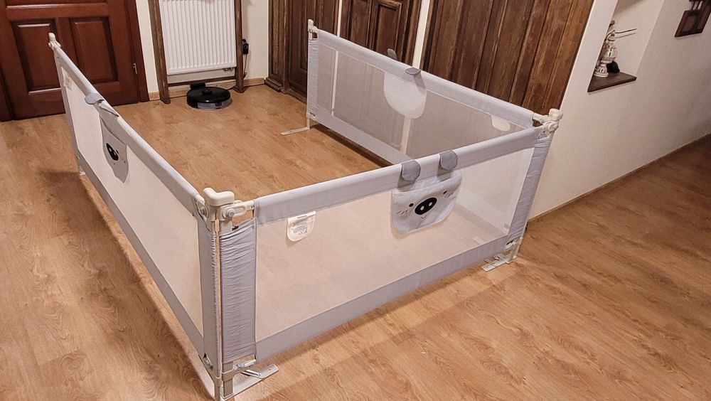 Barierki ochronne do łóżka PRIMABOBO CLASSIC 200x160 – komplet 3 szt. | SZARE |