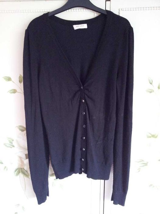 Sweter kardigan Orsay M 38 czarny L 40 guziki zapinany dekolt V serek