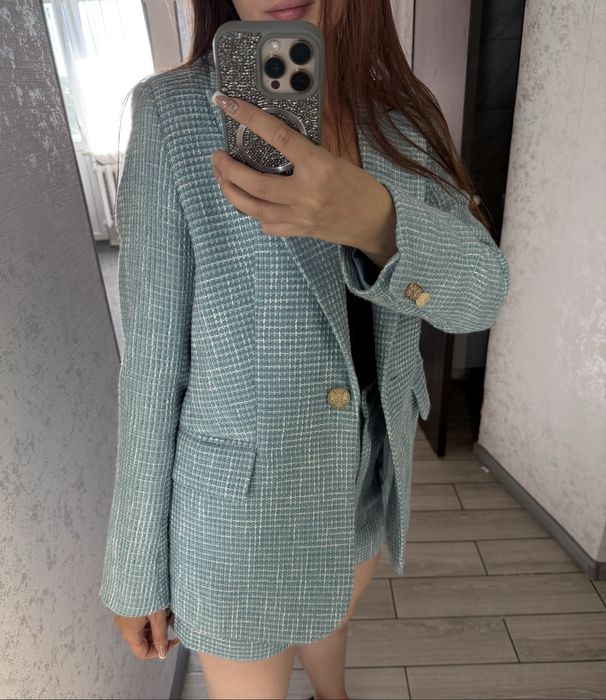 Твідовий костюм блакитний