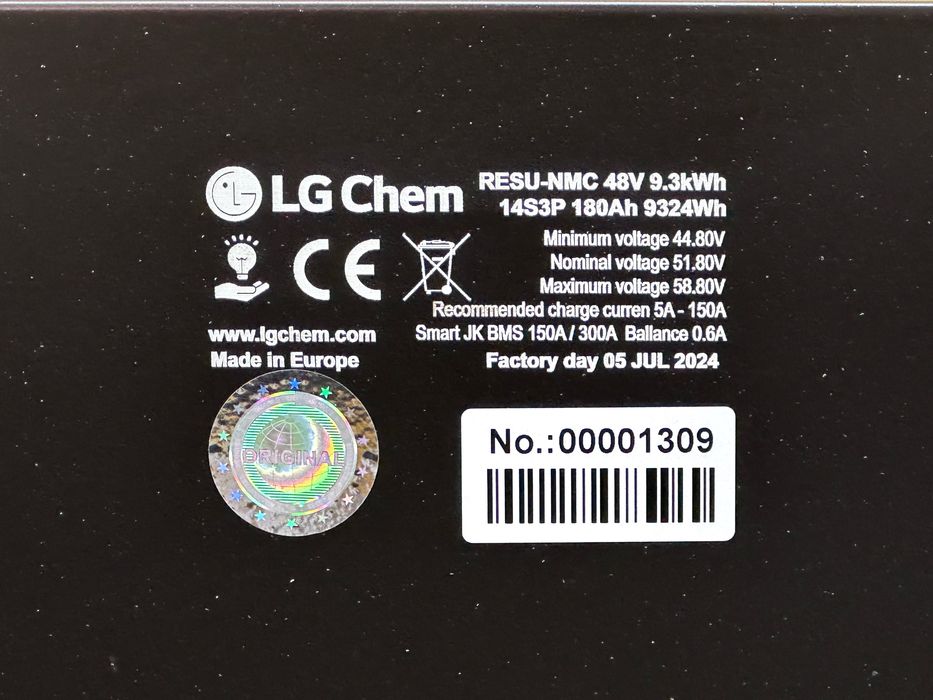 Акумулятор LG Chem 14S3P 180Ah 9.3kWh BMS для 48V інверторів