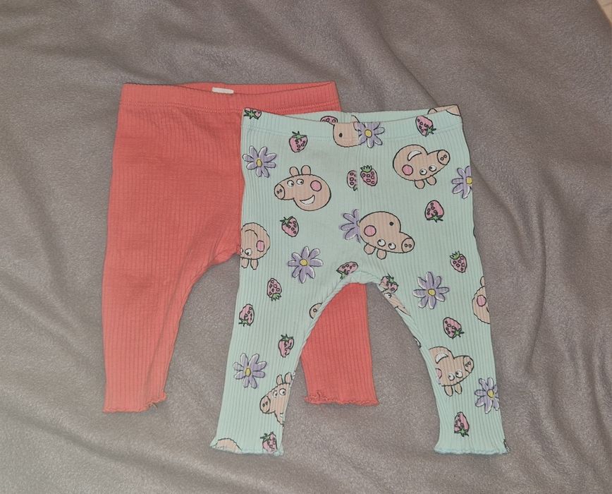 Legginsy prążkowane bawełna r. 62 Smyk dziewczynka dwupak