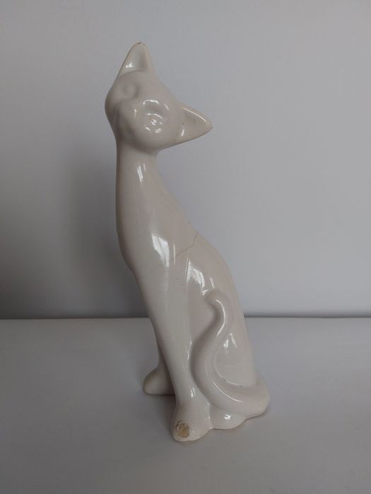 Ceramiczna figurka kota figura biała