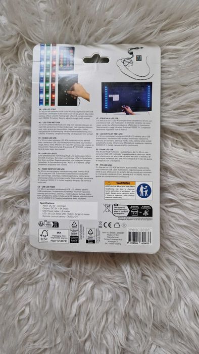 Pasek świetlny led USB 2x50cm Nowy z pilotem