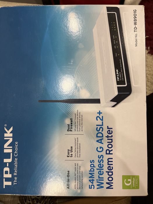 Роутер TP-link model No.TD-W8901G швидкість передачі даних 54Mbps.