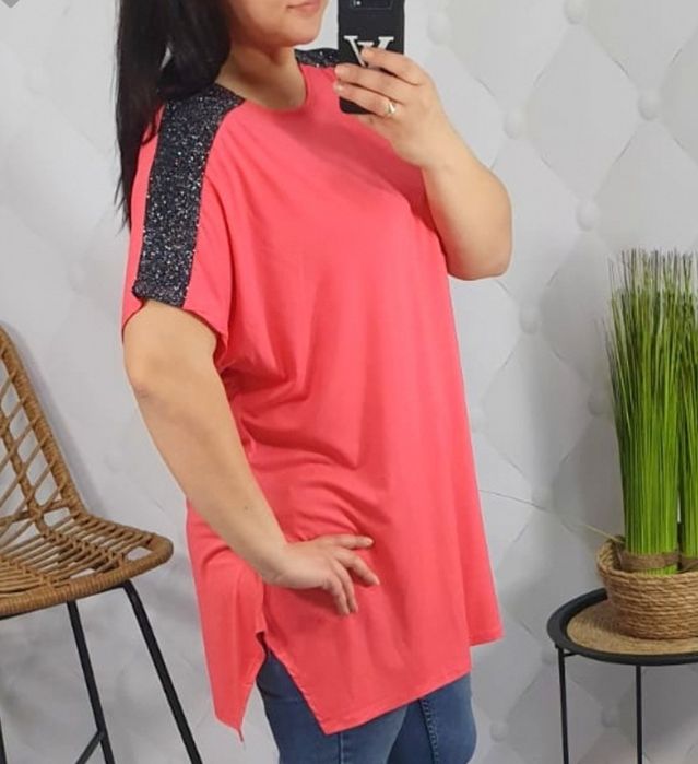 Bluzka/ tunika oversize brokatowe ramiona