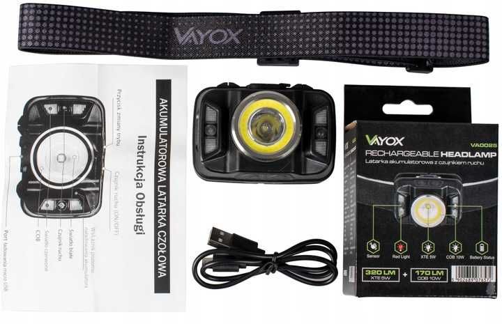 Latarka czołowa czołówka lampa LED akumulator czujnik IP66 wodoodporna