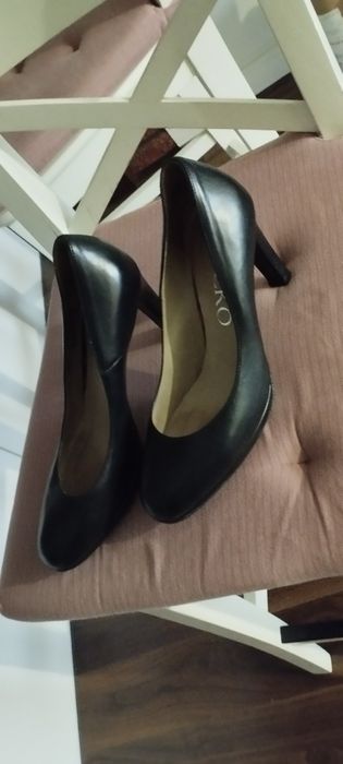 Buty czółenka botki czarne 38 Ryłko skóra