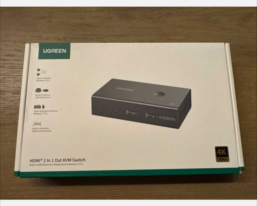 UGREEN 8K 60Hz HDMI с 2 входами, 1 выходом для дисплея и 4 USB-портами