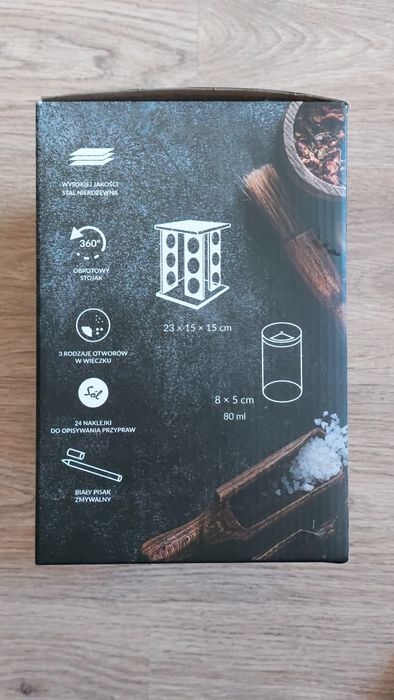 Bambusowy stojak obrotowy na przyprawy 12 słoiczków NOWY NIE ROZPAKOWA