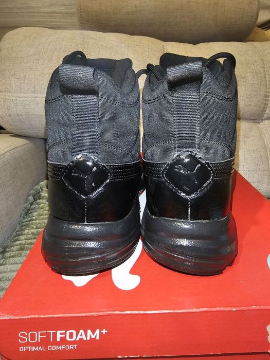 Кроссовки ботинки Puma пума зимние мужские soft foam + кожа черные