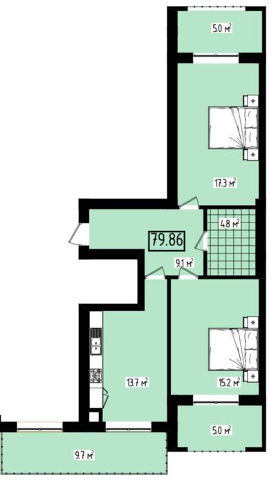 2-кімнатна в Чернівцях: Індивідуальне опалення + Розтермінування