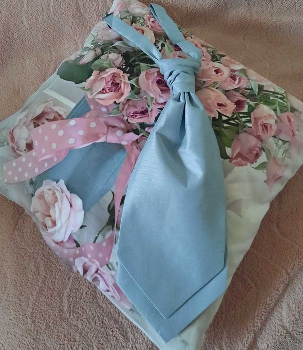 Uniseks idealny niezwykły elegancki błękitny pastelowy fular krawat
