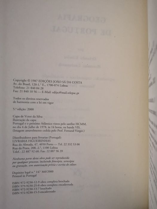 Geografia de Portugal - Orlando Ribeiro - 4 volumes - NOVOS
