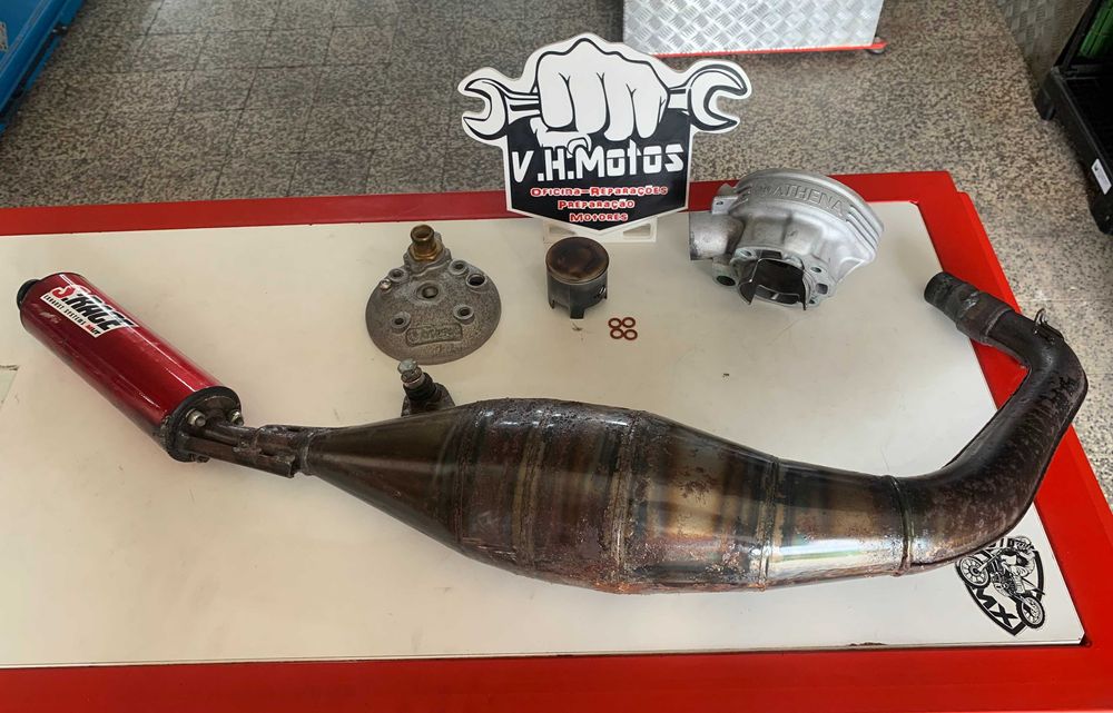 Cilindro Athena 70cc Minarelli Am6 e escape Mvt 70cc Minarelli Am6