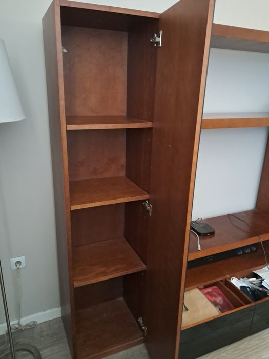 Movel de sala de estar + Mesa de centro em cerejeira e vidro black