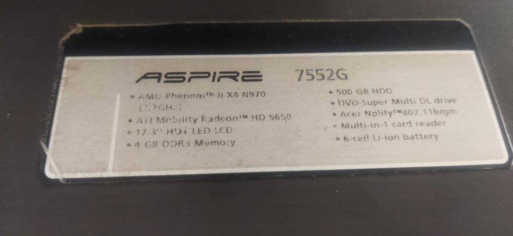 Laptop Acer 7552 g