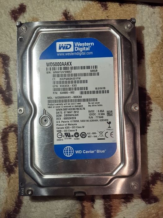 Жесткие диски 500 Гб WD Toshiba