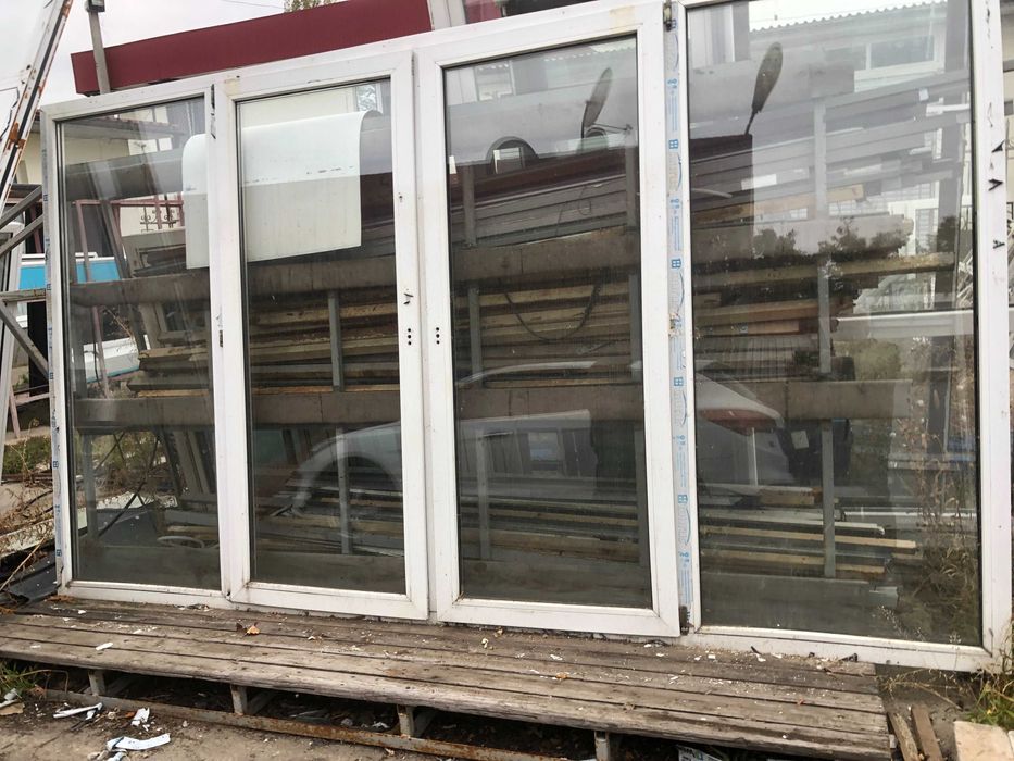 Балконная рама металлопластиковая 3400*1350 окна открывные