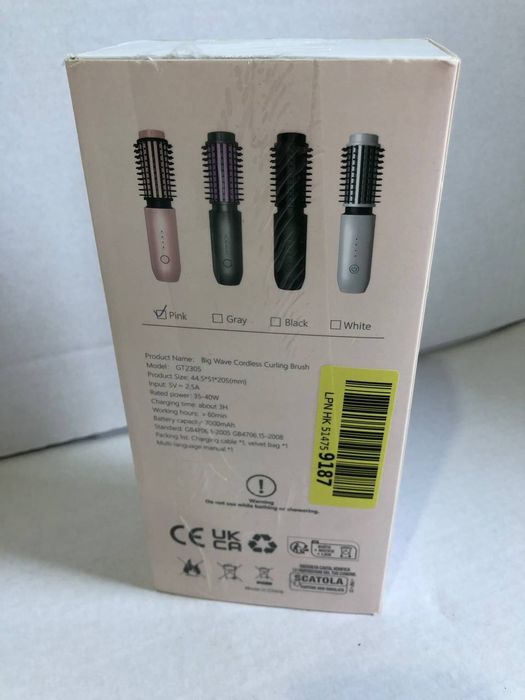 бездротова плойка -щітка(термобраша) Big Wave Cordless Curling Brush (модель GT2305). Це компактний портативний стайлер «2 в 1»