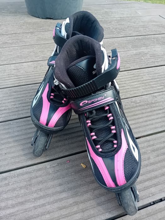 Rolki Spokey TORQUE II roz 33 - 36 czarne różowe regulowane  dziecka