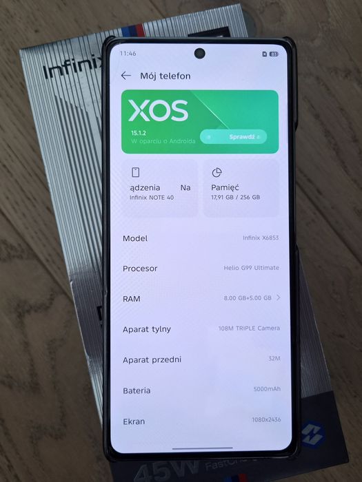 Smartfon INFINIX Note 40 8/256GB 6.78" 120Hz srebrny - Racing Edition