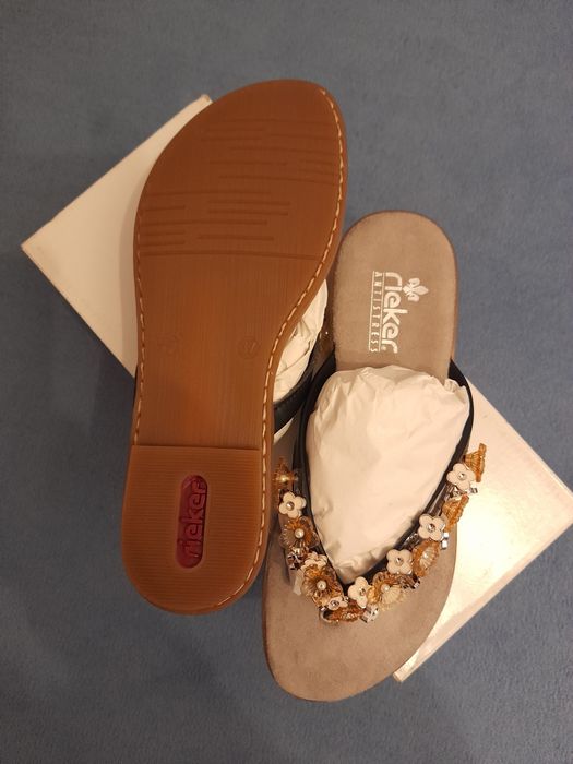 Rieker Damskie japonki ze skóry naturalnej roz-37.