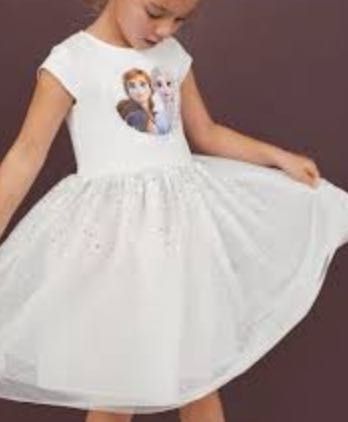 Elsa, Elza, Frozen, Kraina Lodu, sukienka tiul cekiny HM 122 128