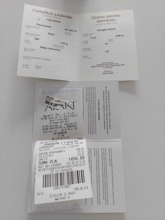 Pierścionek Apart - białe złoto próba 585 z brylantem