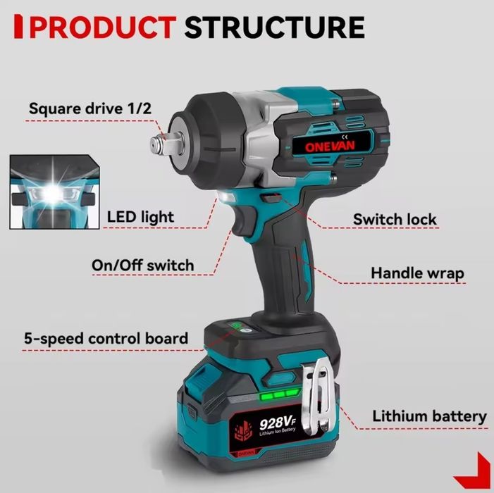 Chave de Impacto 2800nm c/ 2 Baterias 9Ah e Mala