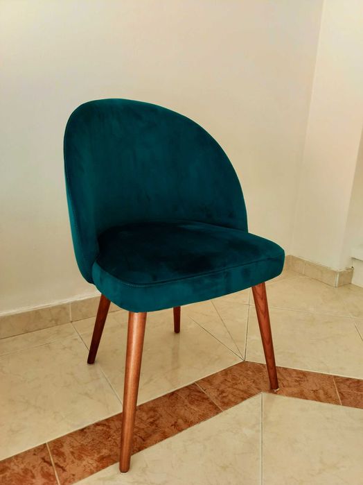 4 cadeiras de sala de jantar em tecido azul