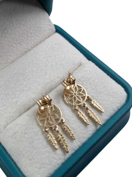 Nowe złote kolczyki – łapacze snów 1,48 g p585 (14k)