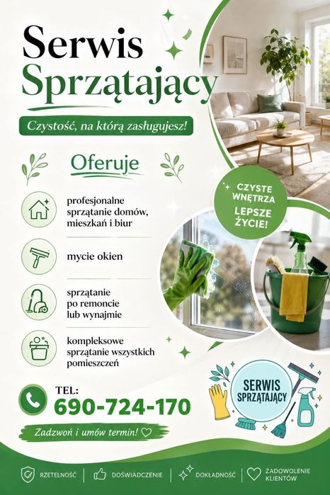 Sprzątanie domów, mieszkań i biur
