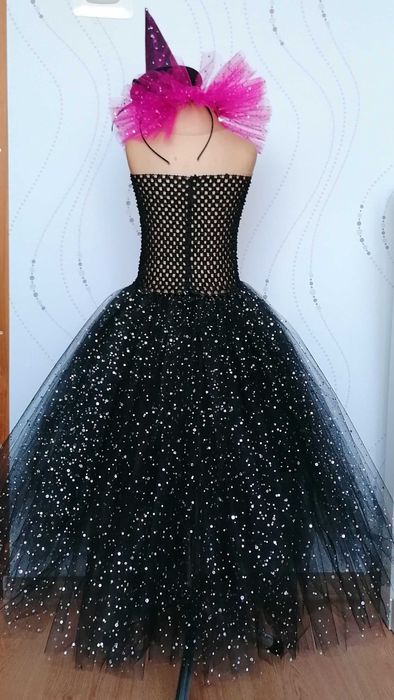 Sukienka przebranie strój czarownica Diabolina wiedźma błyszcząca tiul