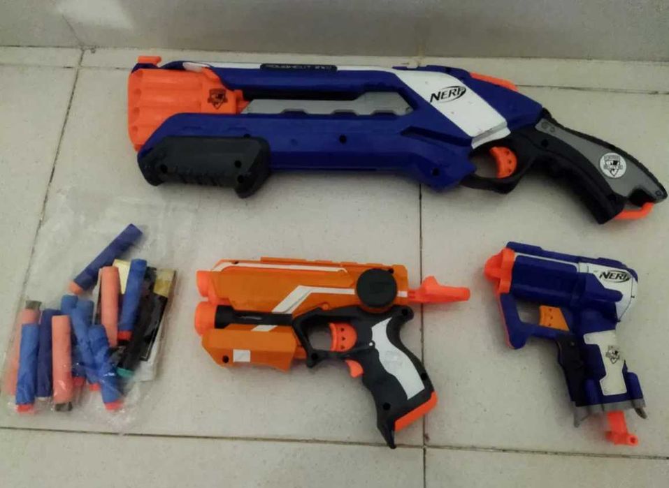 Pistolas NERF ( ROUGHCUT 2X4 ; FIRESTRIK; JOLT EX-1 ) + Dardos