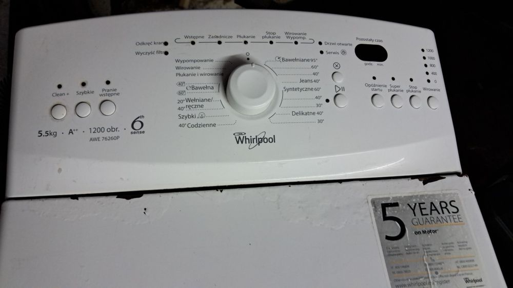 Pralka Whirlpool z wkladem od gory