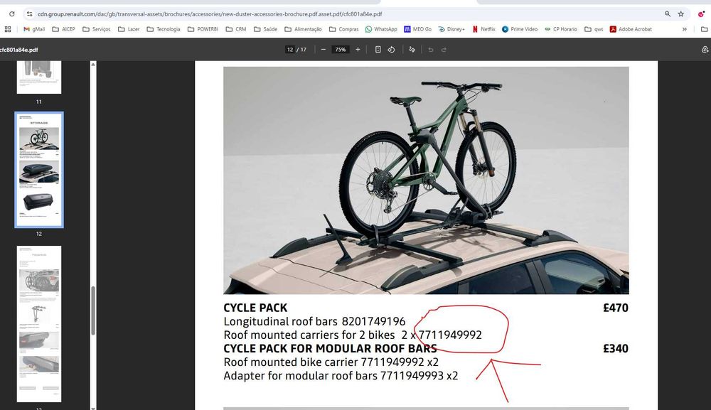 Porta bicicletas para barras de tejadilho de automóvel