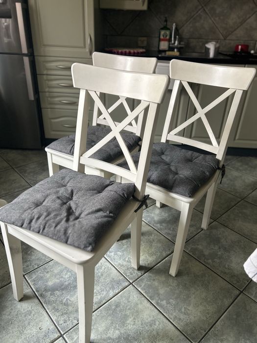 3x krzesło IKEA białe – komplet, używane