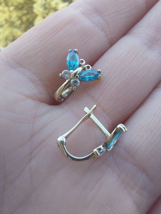 Złote kolczyki 375 0,375 9ct 9k motylki dziecięce bigiel angiel