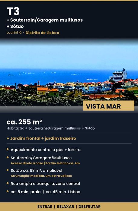 Moradia com vista mar, espaços adicionais, no Distrito de Lisboa