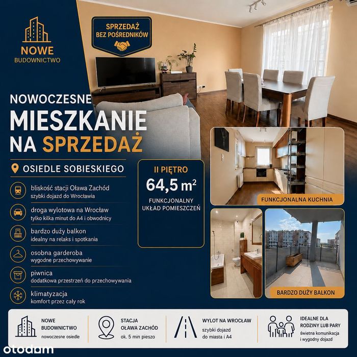3 pokoje | duży balkon | garderoba | klimatyzacja | BEZ POŚREDNIKÓW