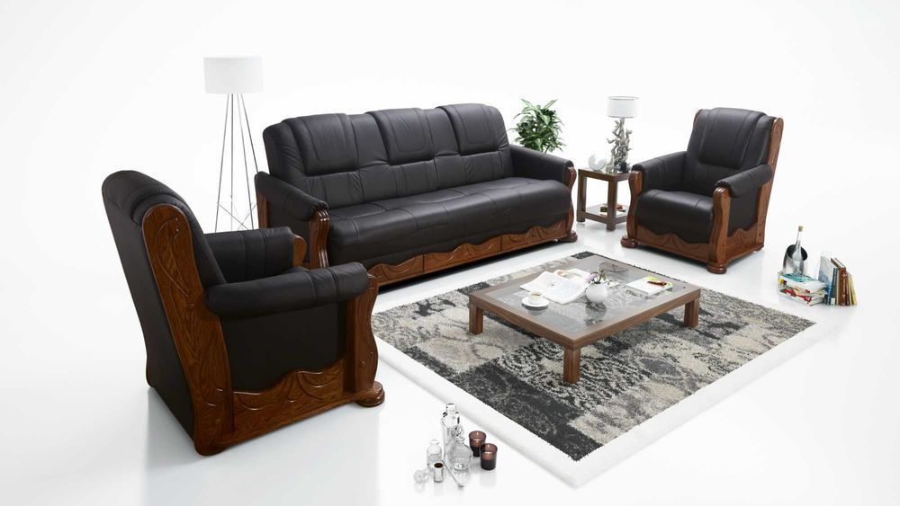 Zestaw ze skóry 311 stylowy KOMFORT skóra naturalna dąb PRODUCENT