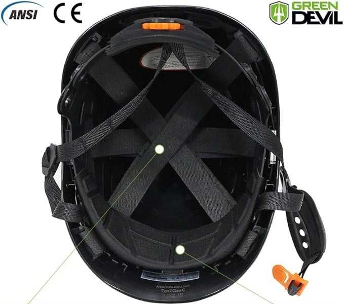 Kask GREEN DEVIL 3w1 Czarny Ochrona Słuchu + Twarzy EN397 EN352-3