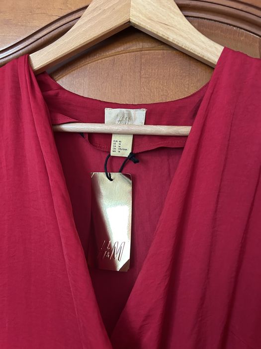 Червона жіноча вечірня сукня з імітацією запаху H&M